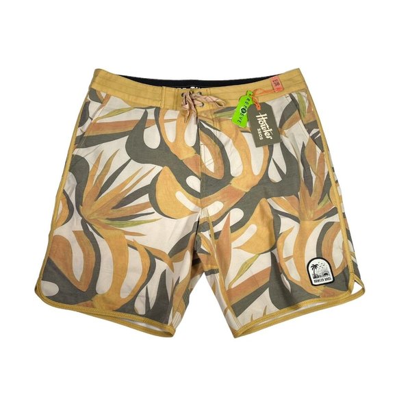 Howler Bros Bruja Deluxe Stretch Board Shorts- Monstera Mash Citron- Mens 38 NWT - Picture 1 of 9